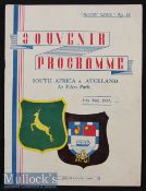 Scarce 1937 Auckland v S Africa Rugby Programme: Opening match of the NZ leg of this famous tour,