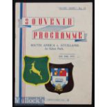 Scarce 1937 Auckland v S Africa Rugby Programme: Opening match of the NZ leg of this famous tour,