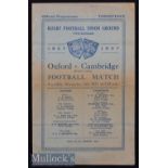 1937 Oxford v Cambridge Varsity Match Rugby Programme: Decisive Dark Blue triumph with Prince Alex