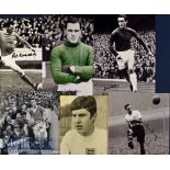 Collection of b&w prints with signatures of Pele (CofA), Martin Peters, Tom Finney (CofA), Bobby