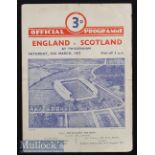 1947 England v Scotland Rugby Programme: England shared the title. Back to the pre-war size and