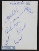 Signed 1951 Welsh Football League v Irish Football League Autograph Page signed by the Welsh players