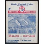 1936 England v Scotland Rugby Programme: The 4pp Twickenham card for another Obolensky outing and