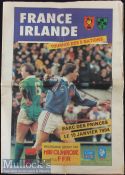 1994 France v Ireland Rugby ‘Programme’: As well as the official programme, the French often have