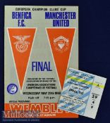 1968 European Cup Final Manchester Utd v Benfica 29 May 1968 match programme + South Stand seat