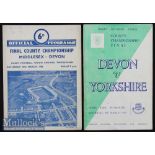 1956/57 County Championship Final Rugby Programmes (2): Devon in both, losing 13-9 to Middlesex at