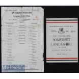 1935 Lancs County Championship Semi and Final Rugby Programmes (2): Lancashire beat Warwickshire