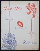 1959 British Lions v Wanganui Rugby Programme: Large format 20pp issue for the game won 9-6 by the