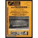 1959/60 Eintracht Frankfurt v Rangers Football programme European Cup played April 13th, orange