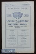1929 Oxford v Cambridge Varsity Match Rugby Programme: Oxford won this one, despite John Tallent