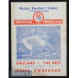 1935 England v The Rest Final Trial Rugby Programme: Pocket fold and damp-darkening to two