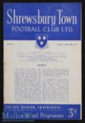 1951/52 Shrewsbury Town v Watford football programme date 18 Aug G condition overall^ rusted staple