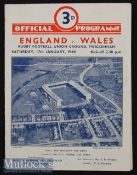1948 England v Wales Rugby Programme: Only the expected pocket folds to note on this good 4pp