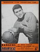 1957/58 Rangers v Milan AC Football Programme European Cup played November 27th, light folds and