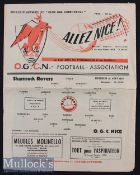 1959/60 Nice v Shamrock Rovers Football programme European Cup played August 26th, centre fold