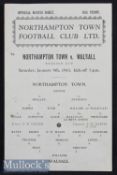 1942/43 Northampton Town v Walsall (English Cup) football programme date Jan 9, single sheet,