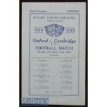 1928 Oxford v Cambridge Varsity Match Rugby Programme: Cambridge on top, each side featuring a