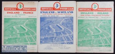 1947-1950 England Home Rugby Programmes (3): England shared the 1947 title, and the issue v France