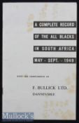 Rare 1949 NZ Complete Record of the 1949 tour to S Africa Booklet: With a little foxing to front