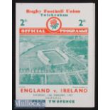1937 England v Ireland Rugby Programme: In an England Triple Crown/Champs season, lovely clean