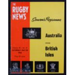 1966 British & I Lions Test Programmes in Australia: The scarce issue for the 1st Test against the