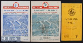 1951 Five Nations Rugby Programme Selection (3): England v France (3-11) and v Scotland (5-3); and