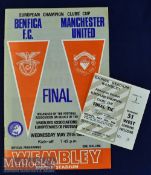 1968 European Cup Final football programme and ticket Benfica FC v Manchester United date 29 May (
