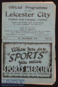 1935/6 Leicester City v Nottingham Forest football programme dated 21.09 has a slight fold, no