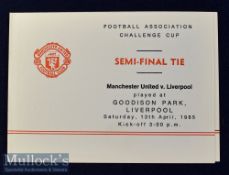1985 FA Cup semi-final Manchester Utd itinerary for the Official Party for the visit to Goodison