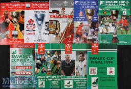 WRU Cup Final Rugby Programmes (9): Issues from 1994-2003 inclusive except for 2001. VG
