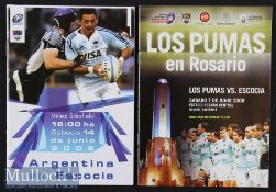 2008 Scotland in Argentina Test Rugby Programmes (2): Both tests from the Scots’ trip to S
