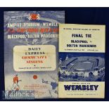 1953 FA Cup Final Blackpool v Bolton Wanderers football programme, ticket and song sheet date 2nd