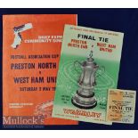1964 FA Cup Final Preston North End v West Ham Utd football programme, ticket and song sheet date