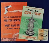 1964 FA Cup Final Preston North End v West Ham Utd football programme, ticket and song sheet date