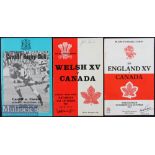 Canada in the UK Rugby Programmes (3): v a Welsh XV 1971, Cardiff 1979 and an England XV 1983. VG