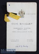 1954 Wolverhampton Wanderers Civic Banquet Signed Menu Card at Civic Hall, Wolverhampton on May
