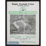 1935 England v Ireland Rugby Programme: In Ireland’s Championship season, some wear & pocket fold