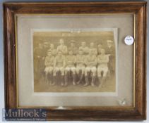 Early Football Sepia Photograph mounted to Albert Wilkes mount, team photograph, signs of speckled