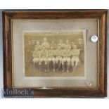 Early Football Sepia Photograph mounted to Albert Wilkes mount, team photograph, signs of speckled