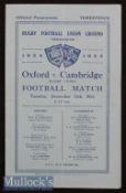 1934 Oxford v Cambridge Varsity Match Rugby Programme: Big win for the Light Blues with more than