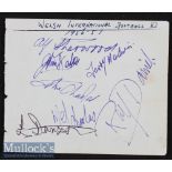 1956/57 Wales Squad Autograph Page containing 7x autographs to one side, with 6x various