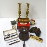 MIXED LOT OF COLLECTABLES including a cased pair of Russian field glasses with anti glare lenses,