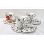 THE LEONARDO COLLECTION three new and boxed coffee cups and saucers all decorated with flowers and