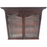 VICTORIAN MAHOGANY UPPER BOOKCASE SECTION the moulded top with a pair of arched glazed doors below