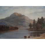 ALEXANDER R GIBSON (Scottish 1880-1968) Scottish Lochside Mountain Landscape, oil on canvas, signed,