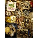 SELECTION OF COSTUME JEWELLERY AND WATCHES including three Sekonda pocket watches, a silver signet