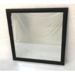 LARGE SQUARE WALL MIRROR with a leather cushion shape frame, 123cm x 123cm