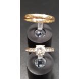 CZ SET NINE CARAT WHITE GOLD RING size I and approximately 1.9 grams; together with a nine carat