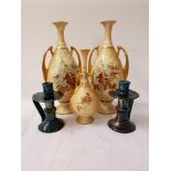 MIXED LOT OF CERAMICS including a Royal Worcester vase with floral decoration, a pair of Royal