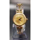 LADIES MICHEL HERBELIN WRISTWATCH with gilt dial and two tone strap, the backplate numbered 7072.B